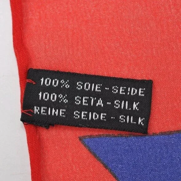 Authentic HERMES Scarf Fine Motif Silk Mousseline Red Rectangular 145 CM X 52 CM